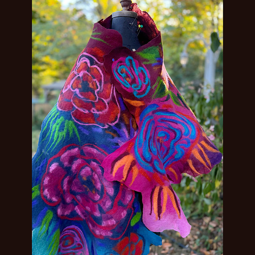 Handmade Felted Wool Scarf 82” X 25”