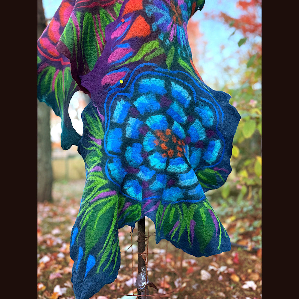 Handmade wool Felted Scarf 82” X 31”