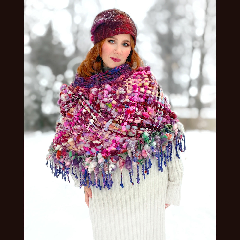 Handmade wool Woven Scarf shawlette 28” X  20” larger size