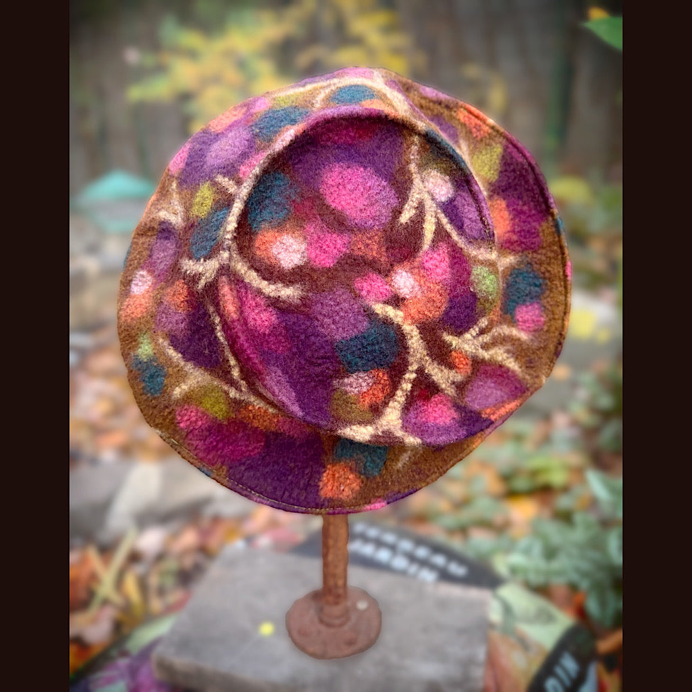 OOAK Handmade wool Felted hat 22.5” small