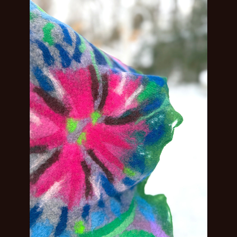 Handmade wool Felted Scarf 80” X 17”