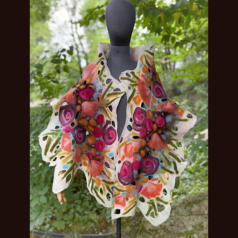 OOAK Handmade wool Felted Scarf 82” X 19” Original art work