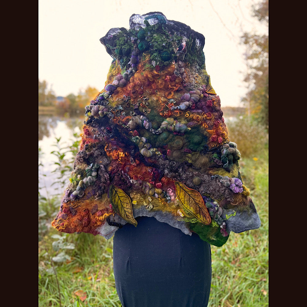 Appalachian trail felted shawl 56” X 22”