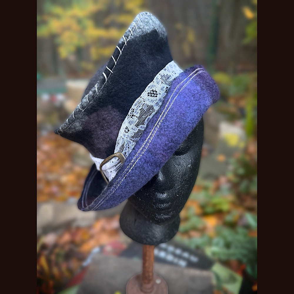 OOAK Handmade wool Felted hat 23.5” medium