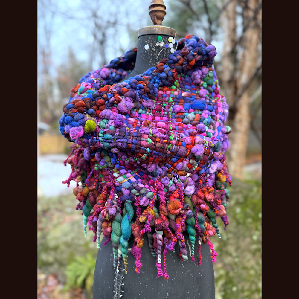 Handmade wool Woven Scarf shawlette 19” X 18”