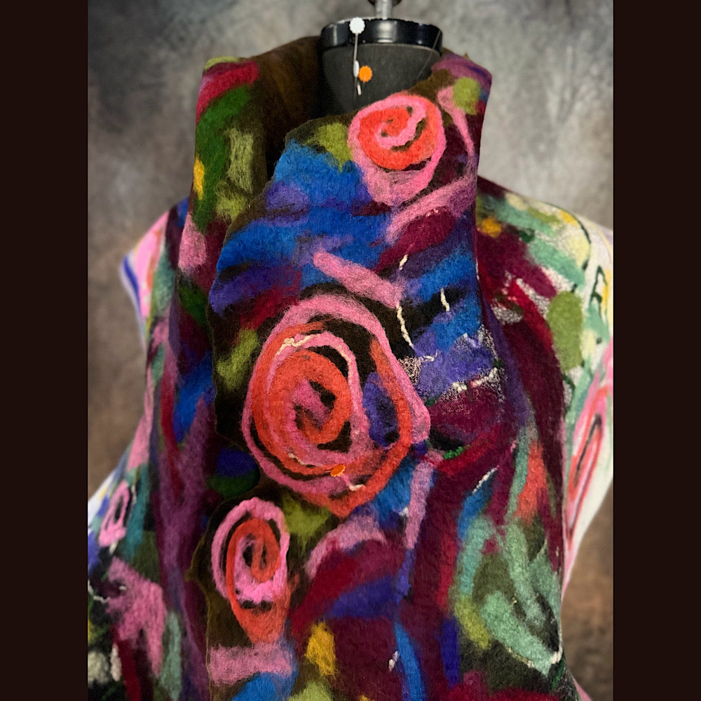 OOAK Handmade wool Felted Scarf 84” X 18”