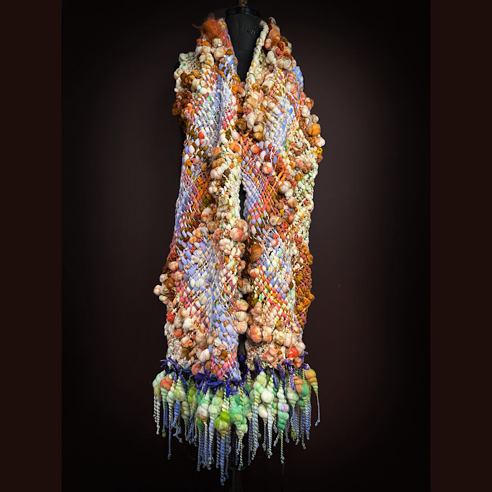 Handmade wool Woven Scarf 84” X 12”