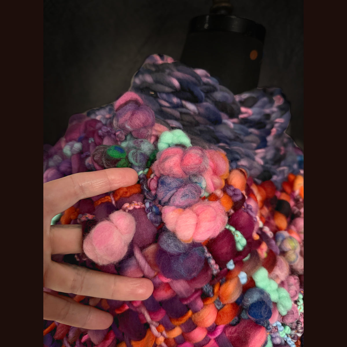 Handmade wool Woven Scarf shawlette 25” X  20” larger size