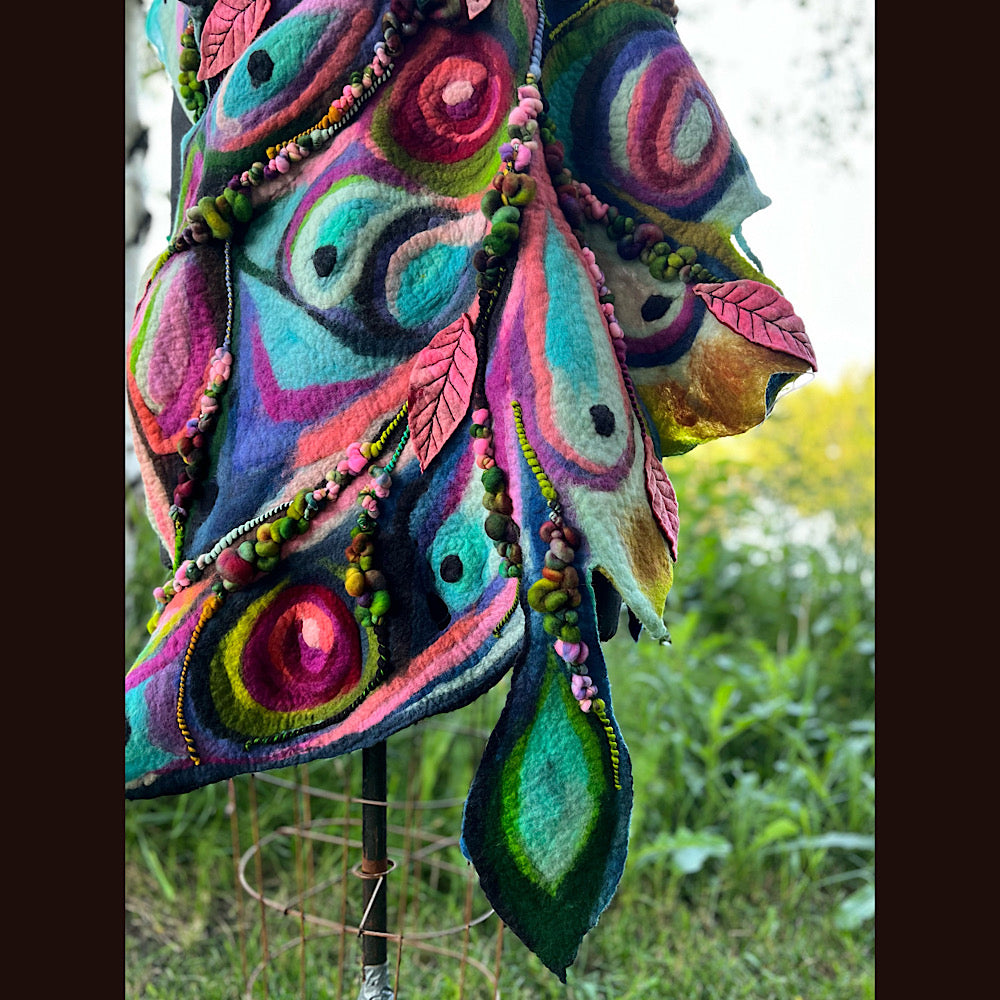 Large Felted Shawl 70” X 28