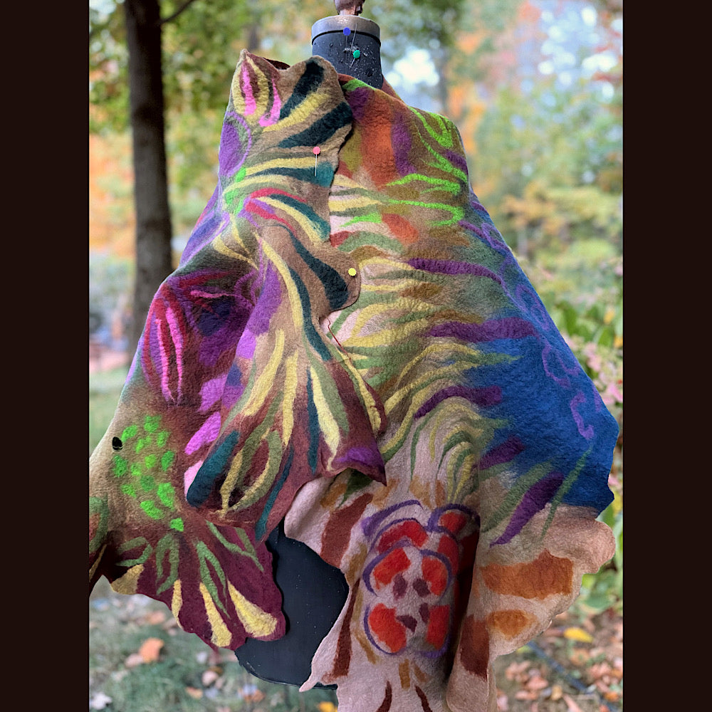 Handmade Felted Wool Scarf 80” X 22”