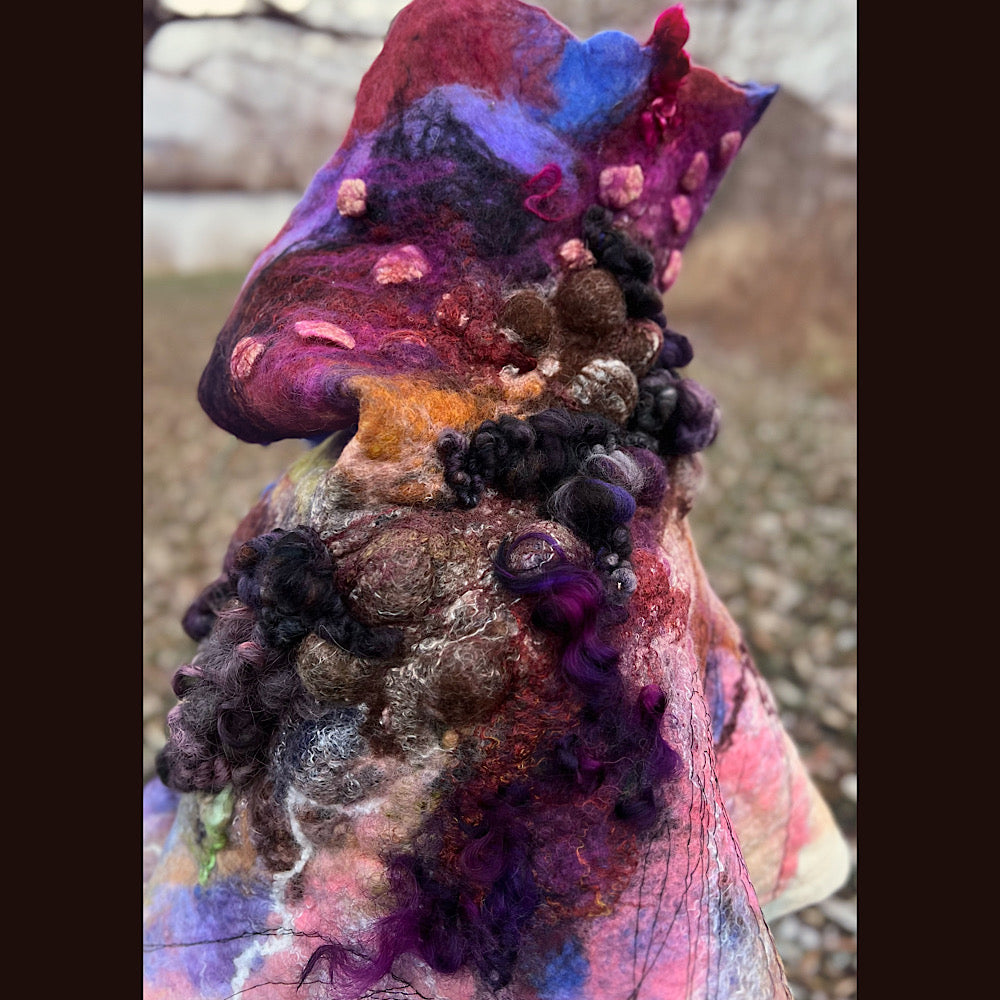 Last rays before dawn felted scarf 69” X 20”