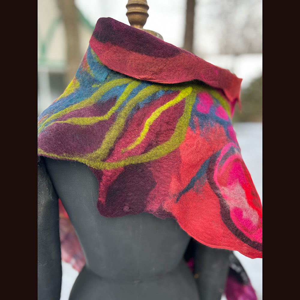 Rose Felted Shawl 80” X 21”