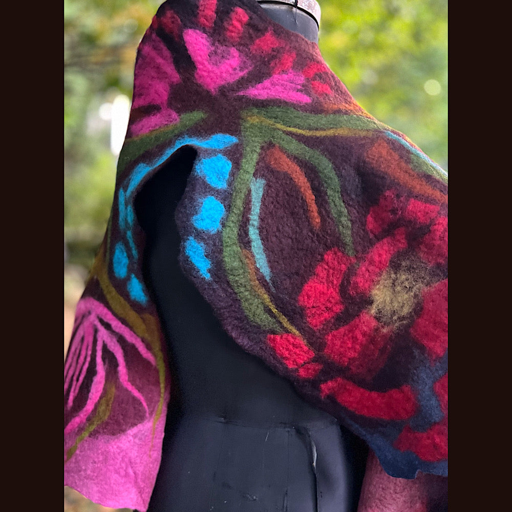 Felted Wool Scarf 70” X 26”