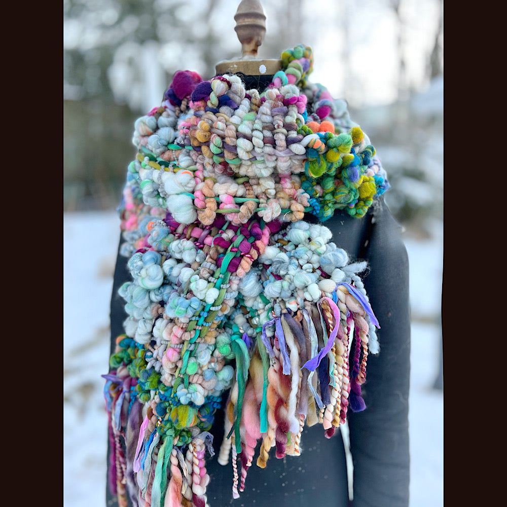 Woven art yarn Scarf 90” X 7”