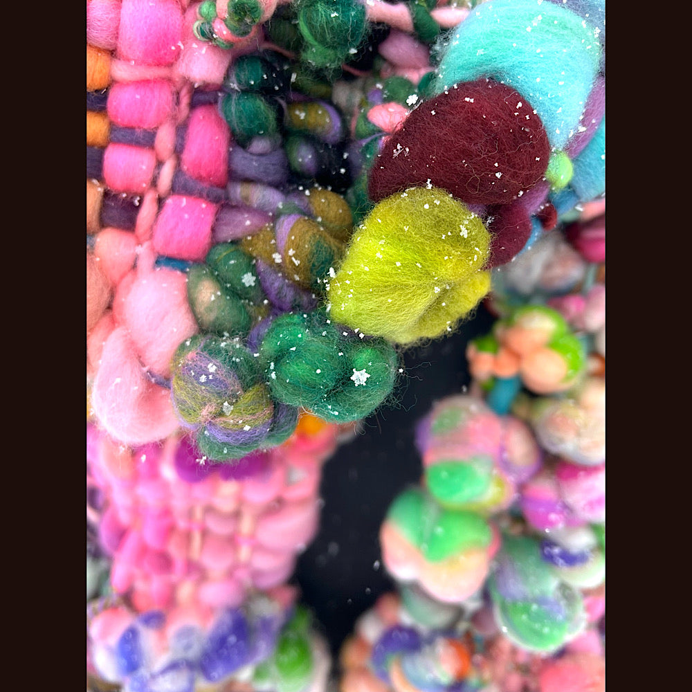 Frosted primroses woven art yarn Scarf 102” X 7”