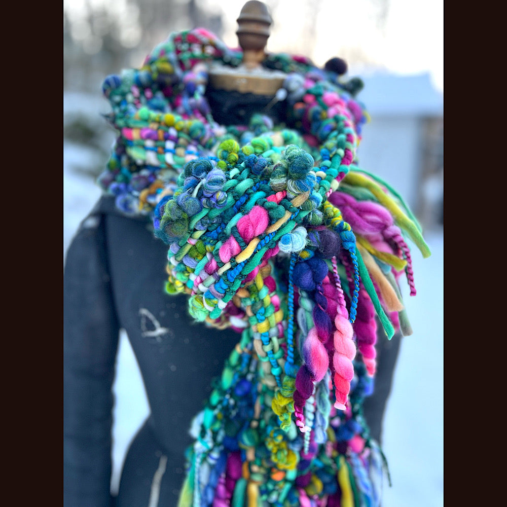Woven art yarn Scarf 92” X 8.5”