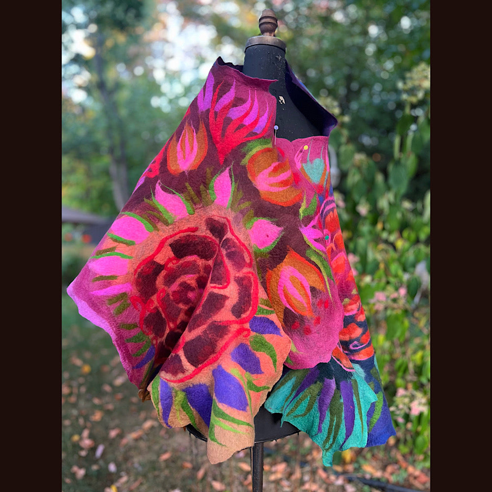 Handmade Felted Wool Scarf 74” X 29”