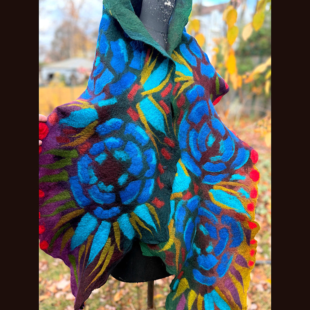Handmade wool Felted Scarf 92” X 16”