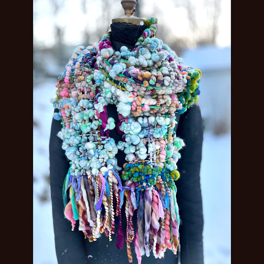 Woven art yarn Scarf 90” X 7”