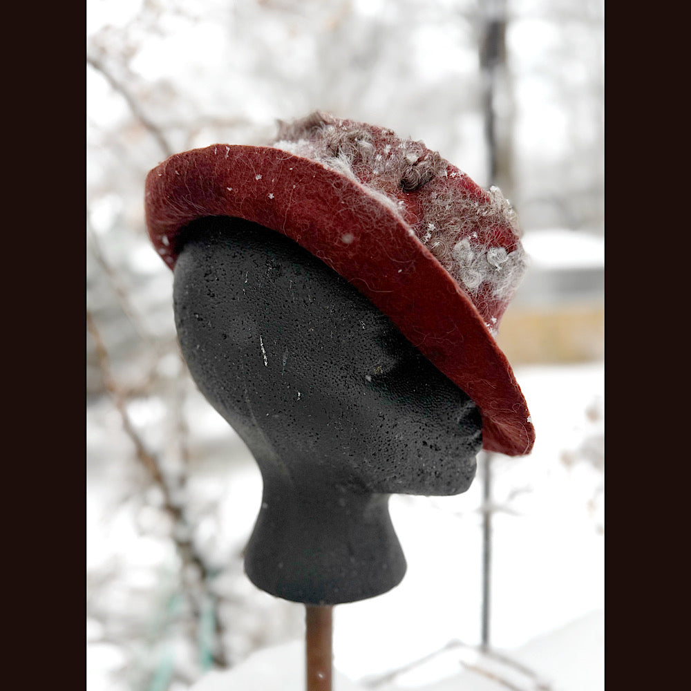 Handmade wool Felted hat 22.5” small