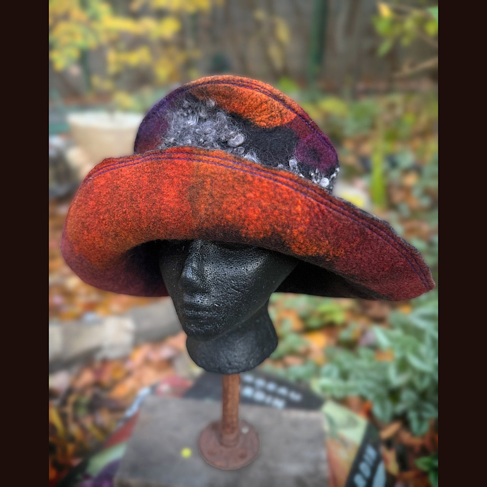 OOAK Handmade wool Felted hat 24” large