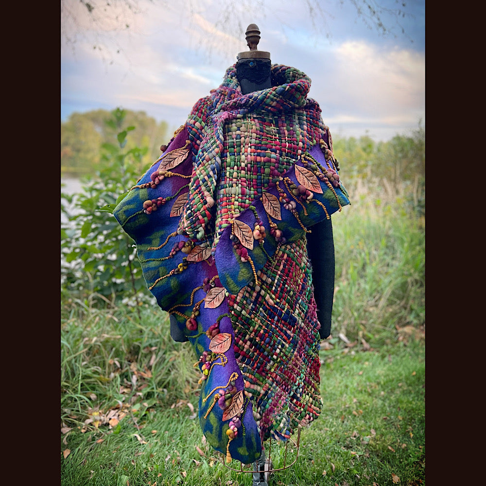 Felted and woven Shawl 84” X 23”