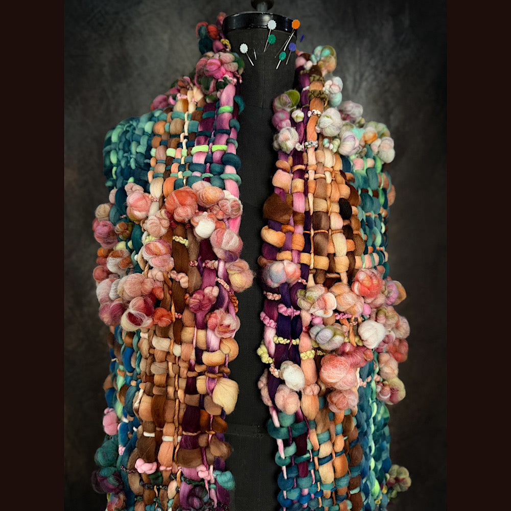 OOAK Handmade wool Woven Scarf 92” X 8”