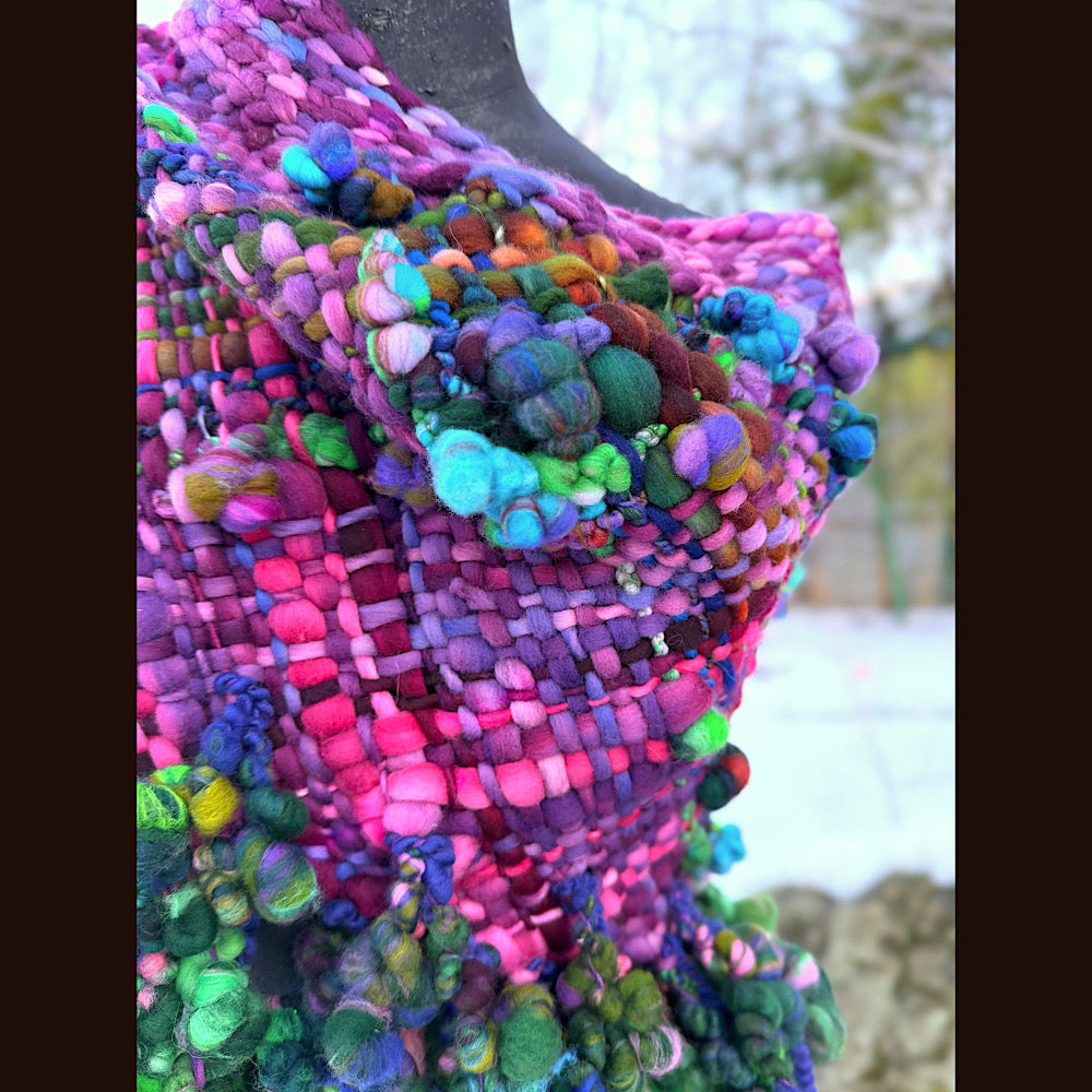 Handmade wool Woven Scarf shawlette 19” X 18”