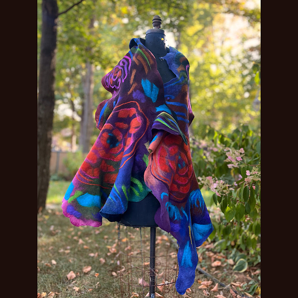 Handmade Felted Wool Scarf 82” X 29”