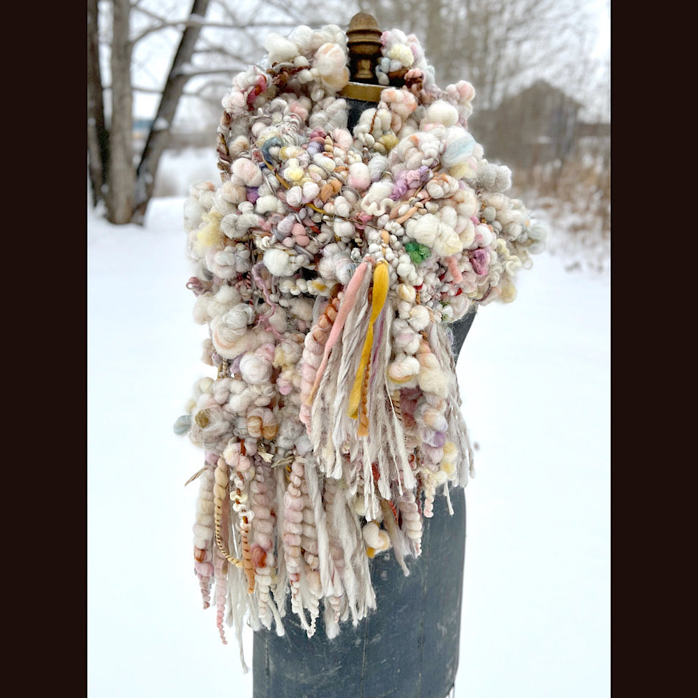 The Snow Rose Scarf 92” X 10”  1.2 pound