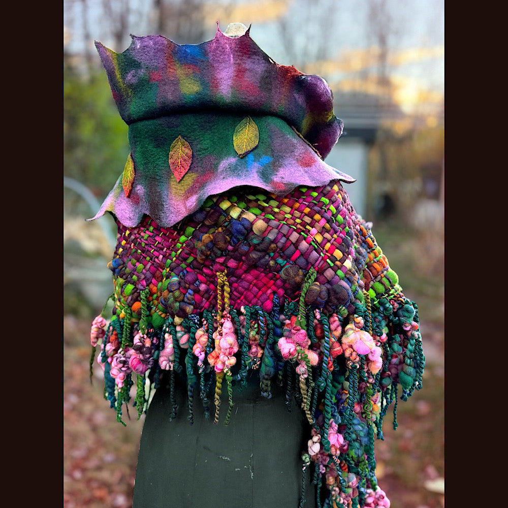 Handmade wool Felted Scarf 90” X 16”