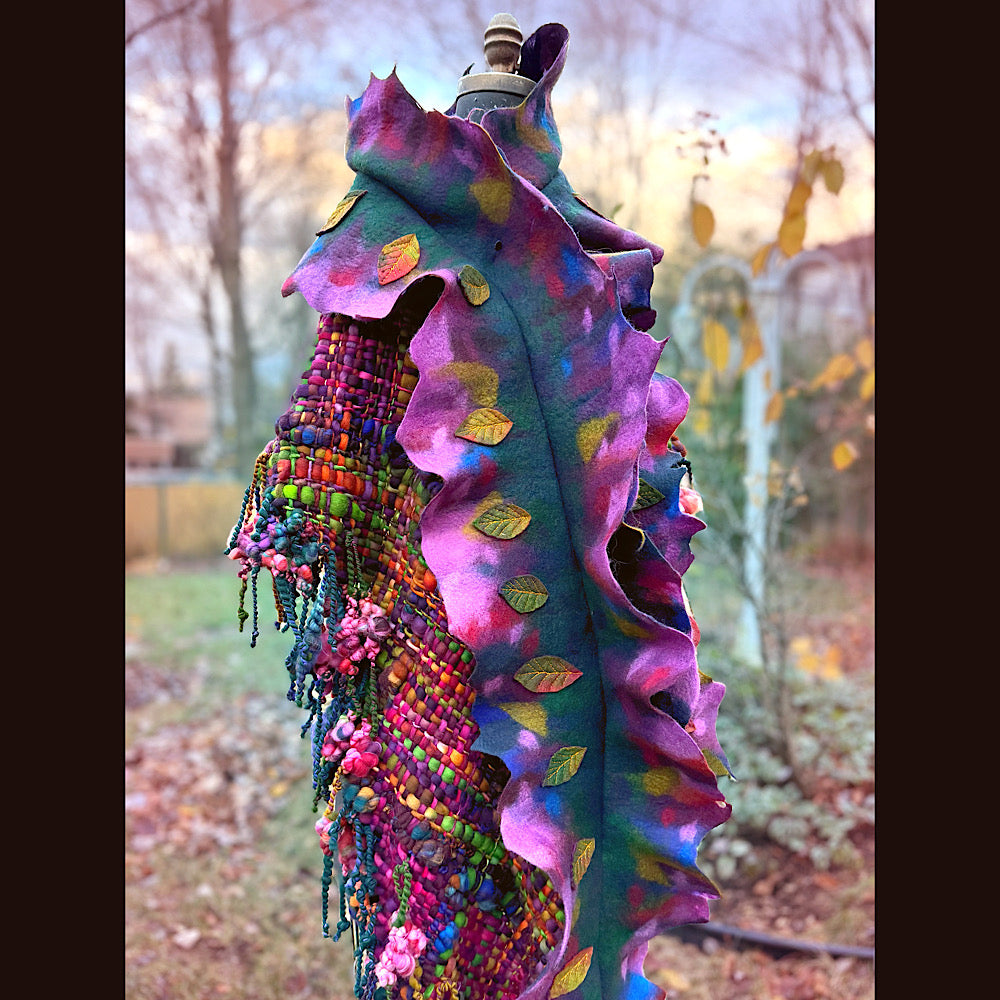 Handmade wool Felted Scarf 90” X 16”