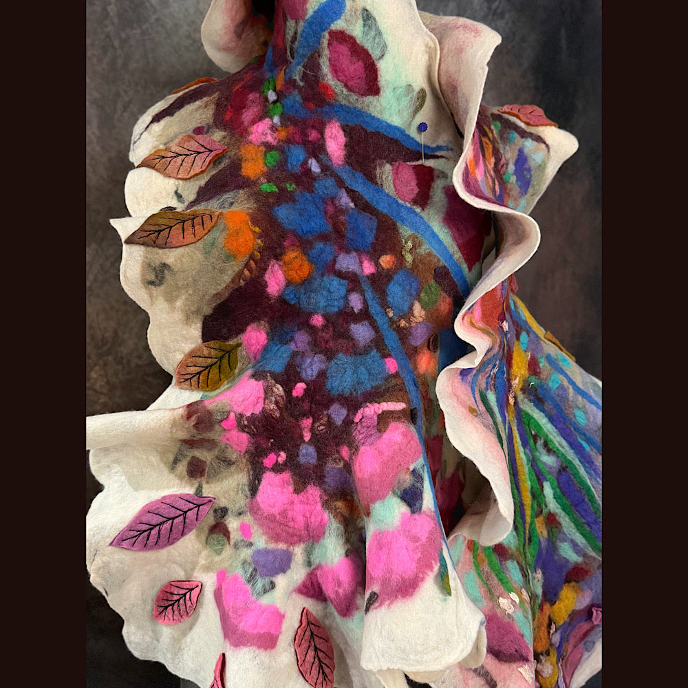 OOAK Handmade wool Felted Scarf 82” X 17”