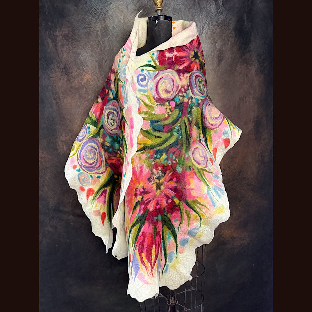 OOAK Handmade wool Felted Scarf 84” X 20” Original art work