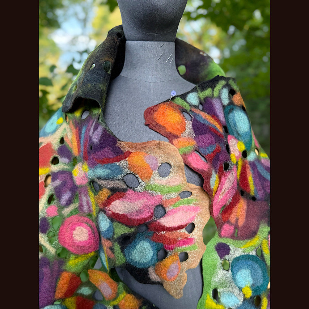 OOAK Handmade wool Felted Scarf 80” X 24”Original art work