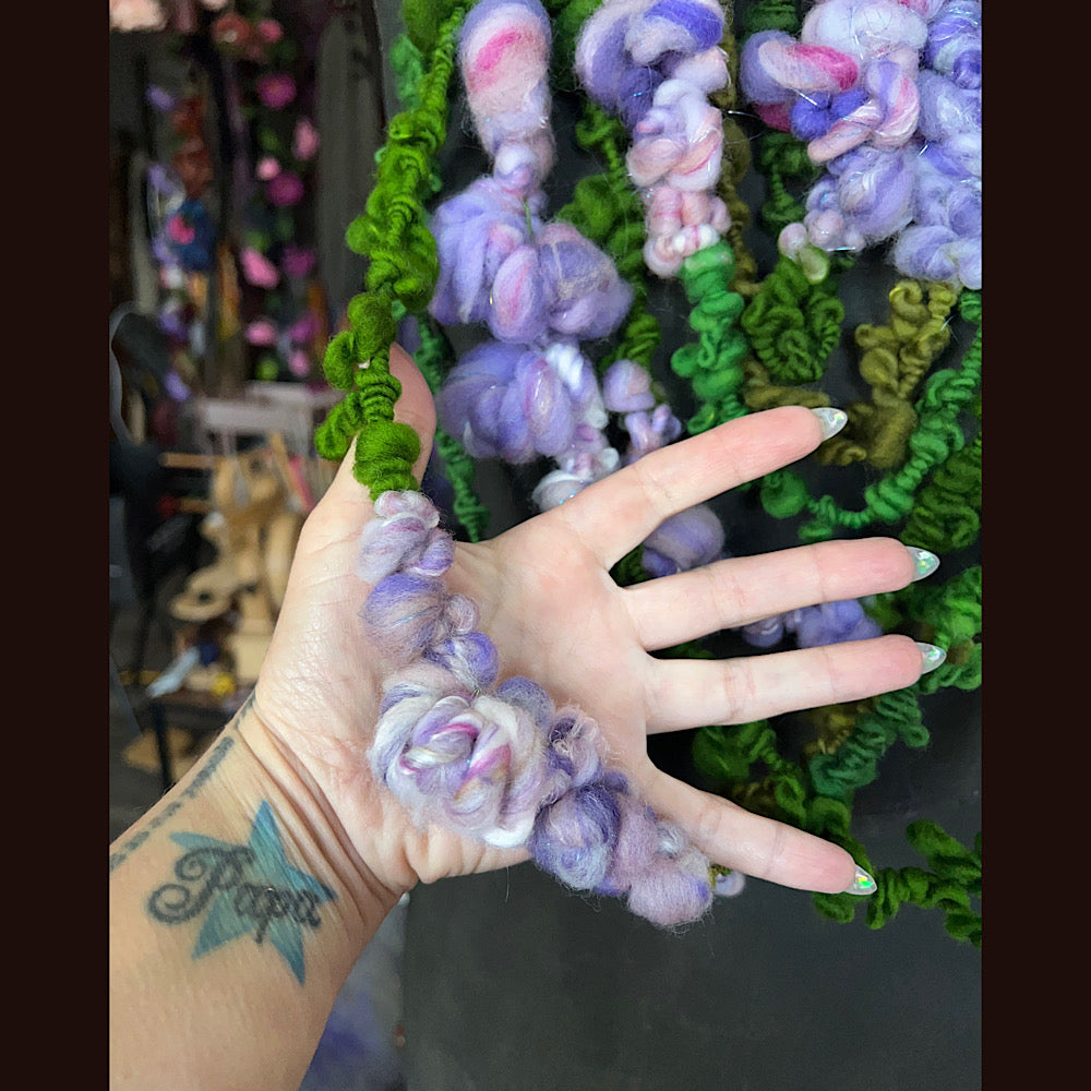 Lilac flowers art yarn for weavers