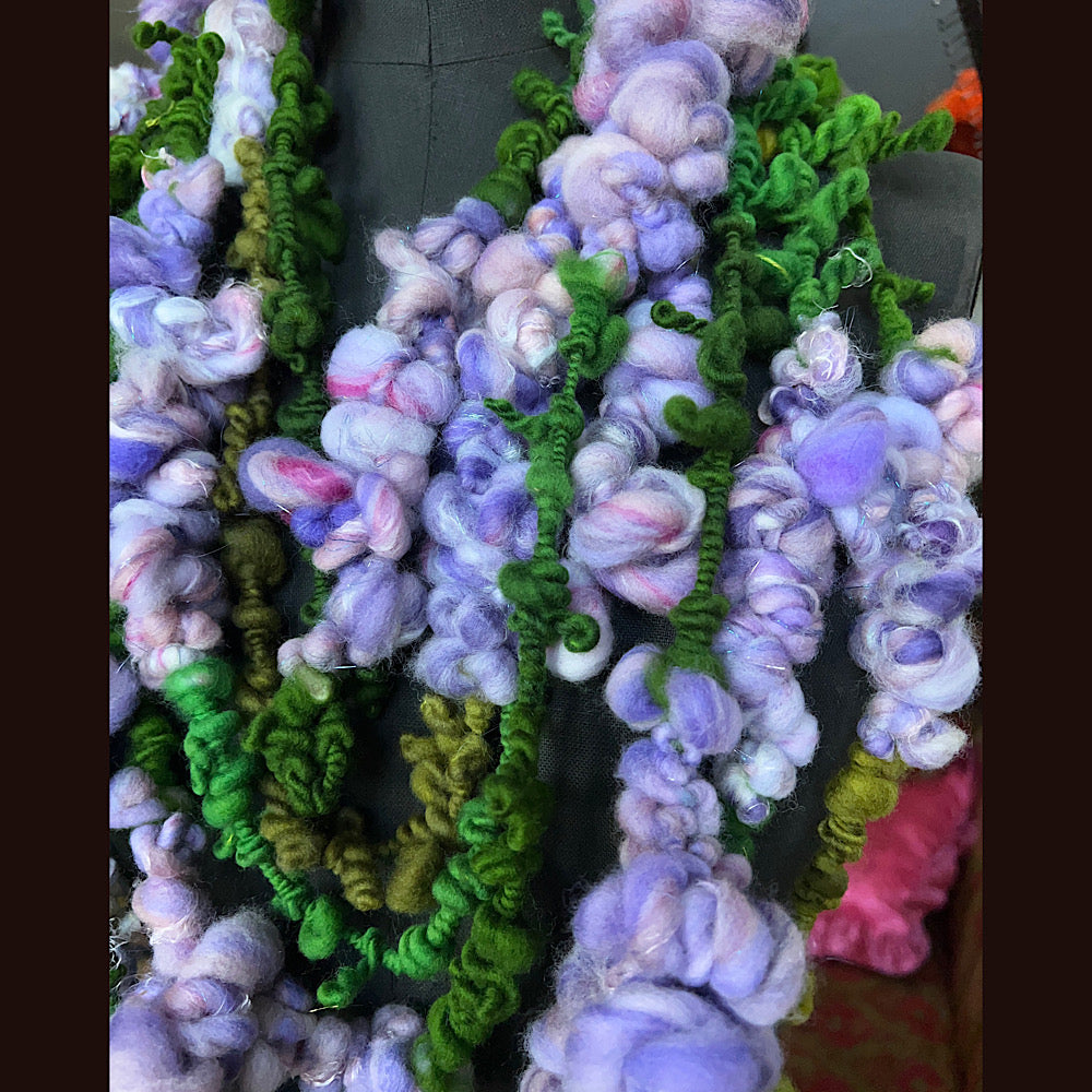 Lilac flowers art yarn for weavers