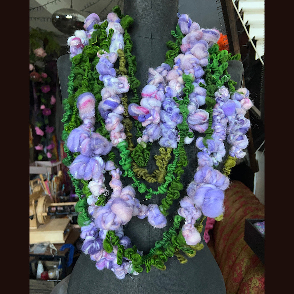 Lilac flowers art yarn for weavers