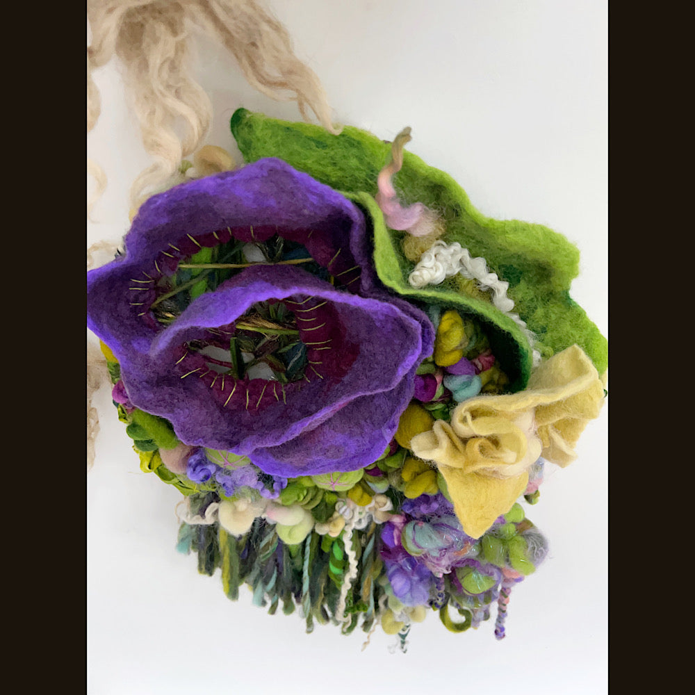 Floral woven tapestry wall decor 11” X 18”