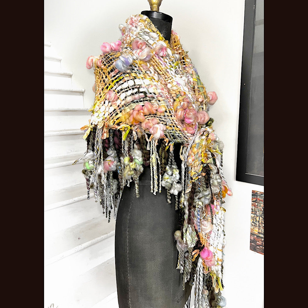 A day ending on the Nile / Woven Shawl / 82” X 35”