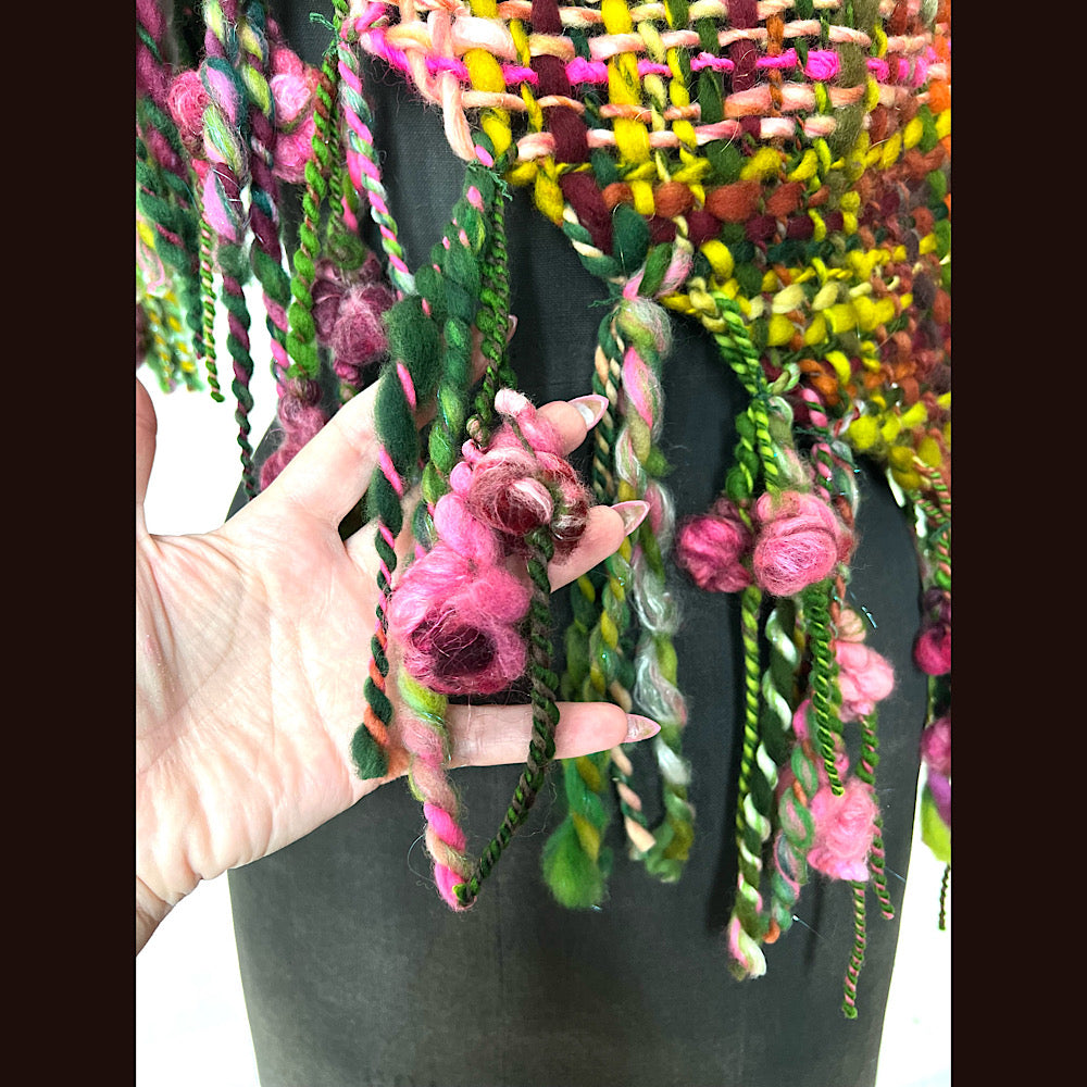 Sunset Rose / Woven Shawl / 66” X 30”