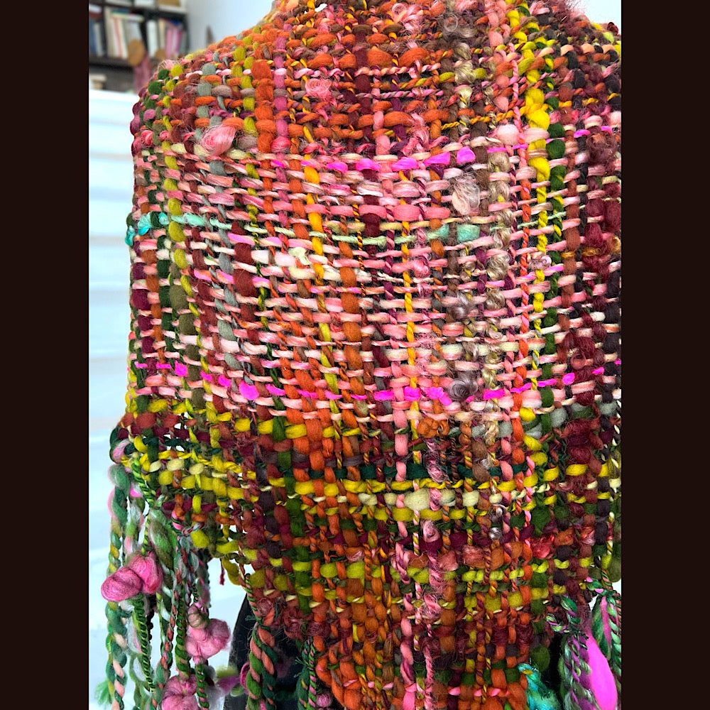 Sunset Rose / Woven Shawl / 66” X 30”