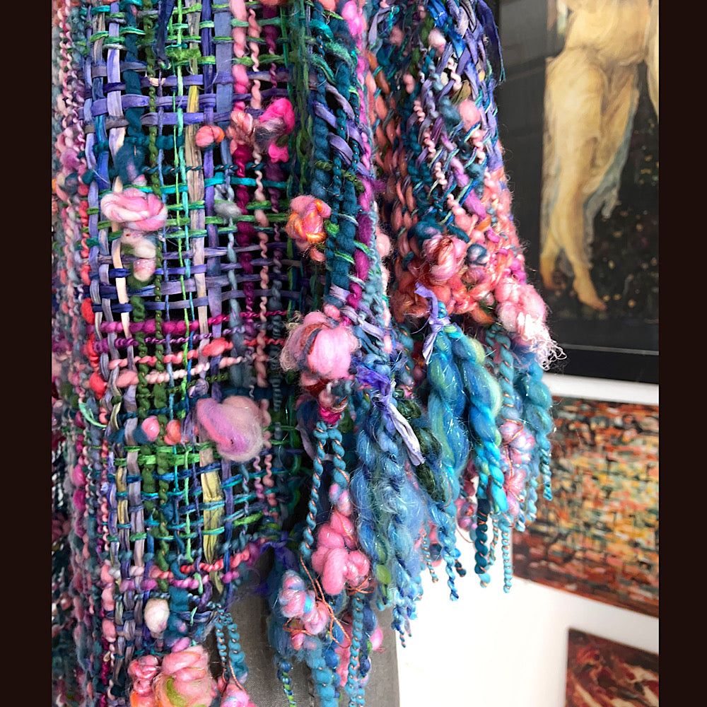 Ocean Rose / Woven Shawl / 82” X 35”/ Brooch sold separately