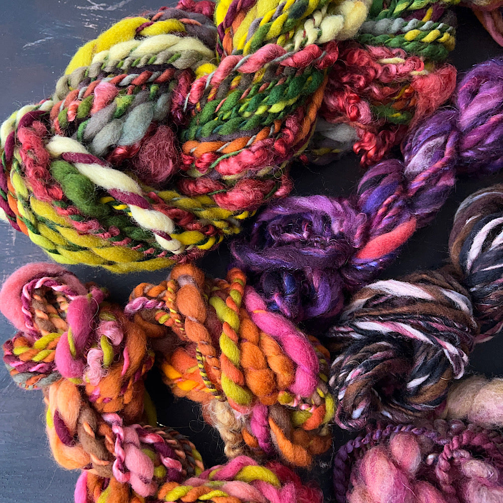 Large lot of fall colors hand spun 12.3 oz