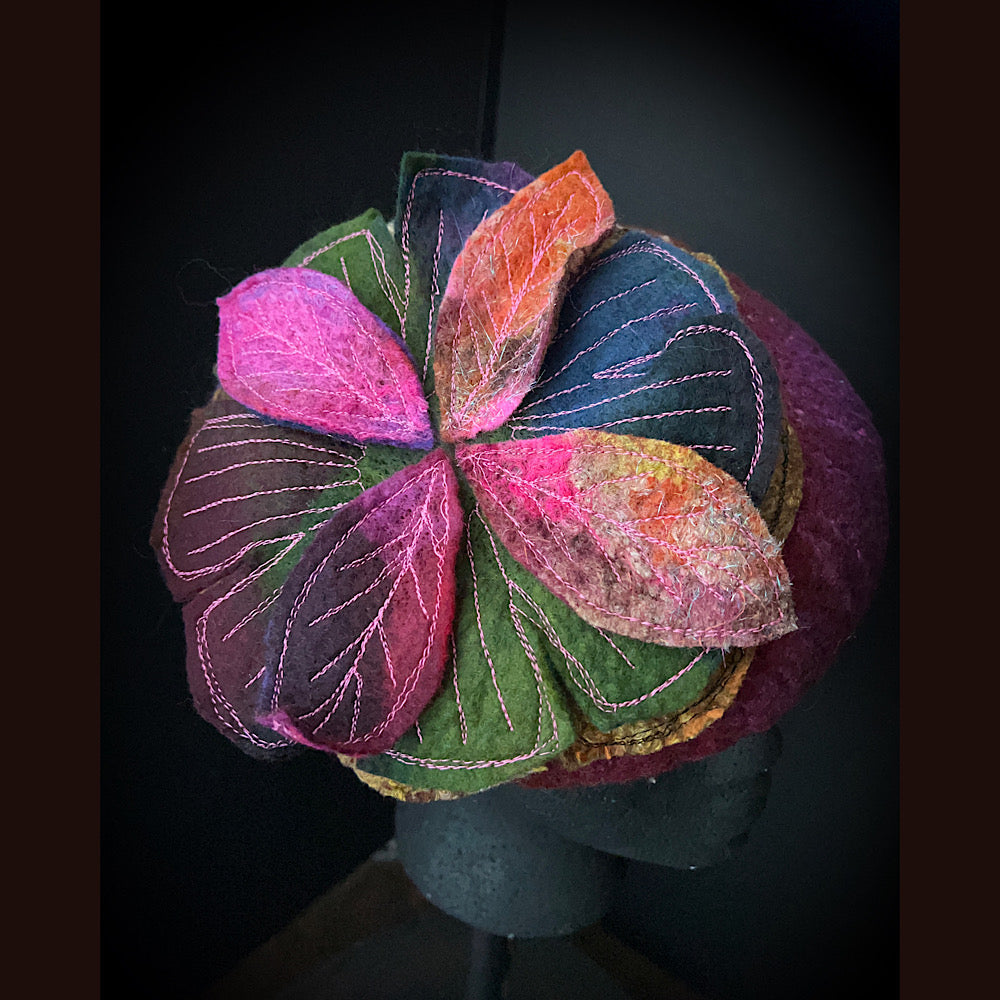 Felted pillbox hat beret size small medium