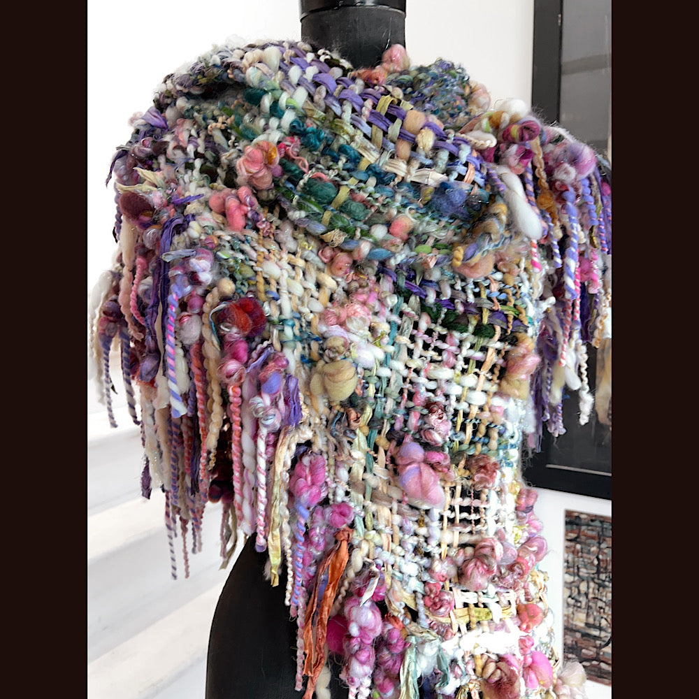 View from the shore / Woven Shawl / 82” X 35”