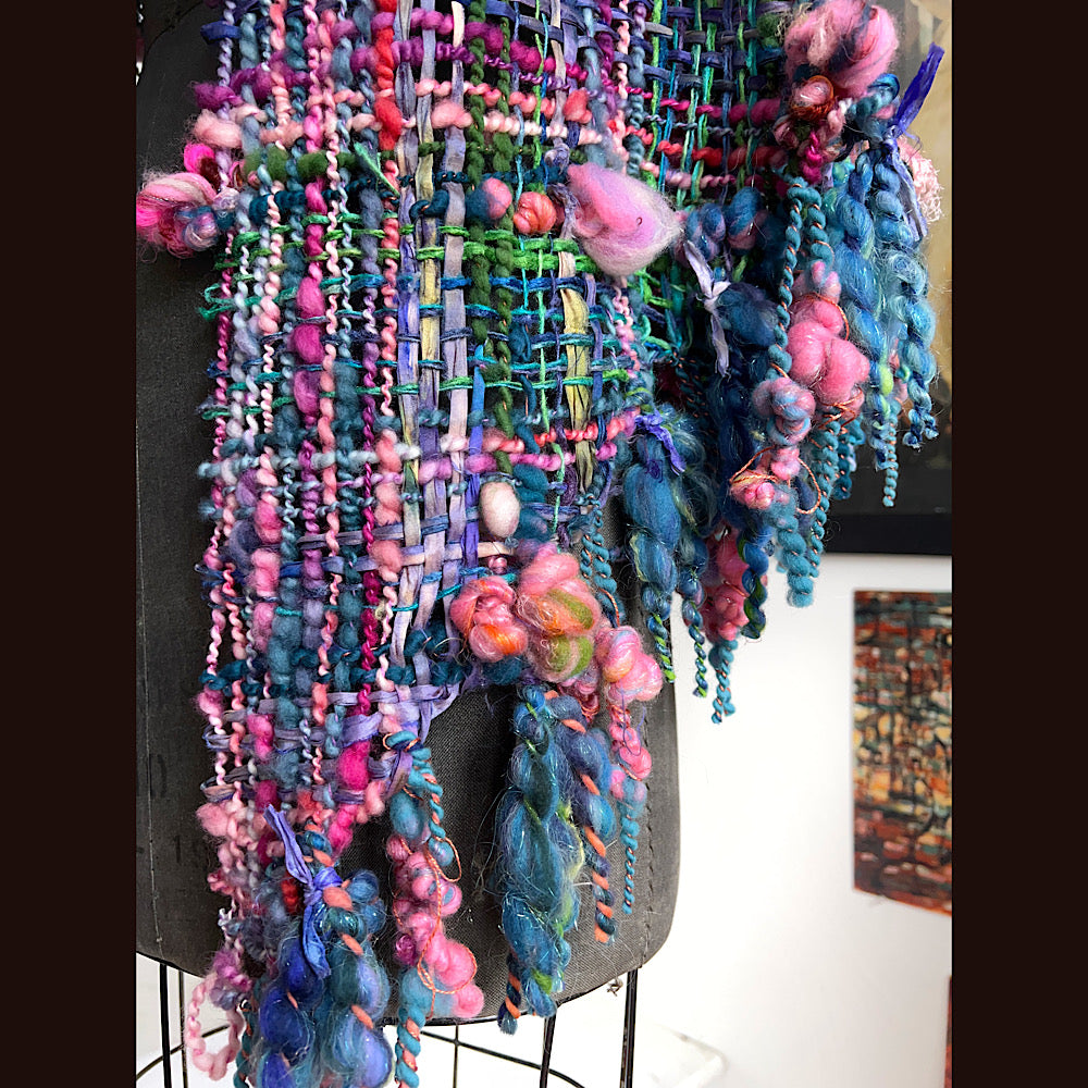 Ocean Rose / Woven Shawl / 82” X 35”/ Brooch sold separately