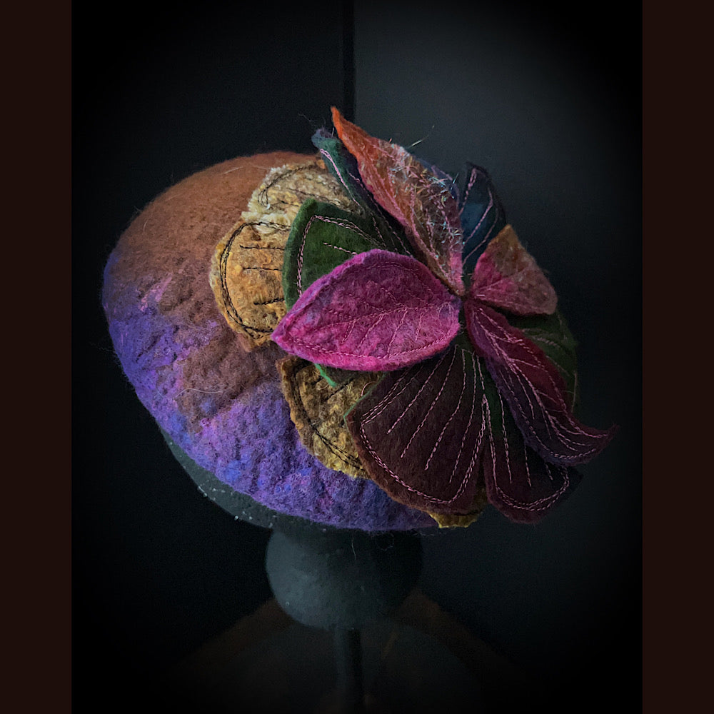 Felted pillbox hat beret size small medium