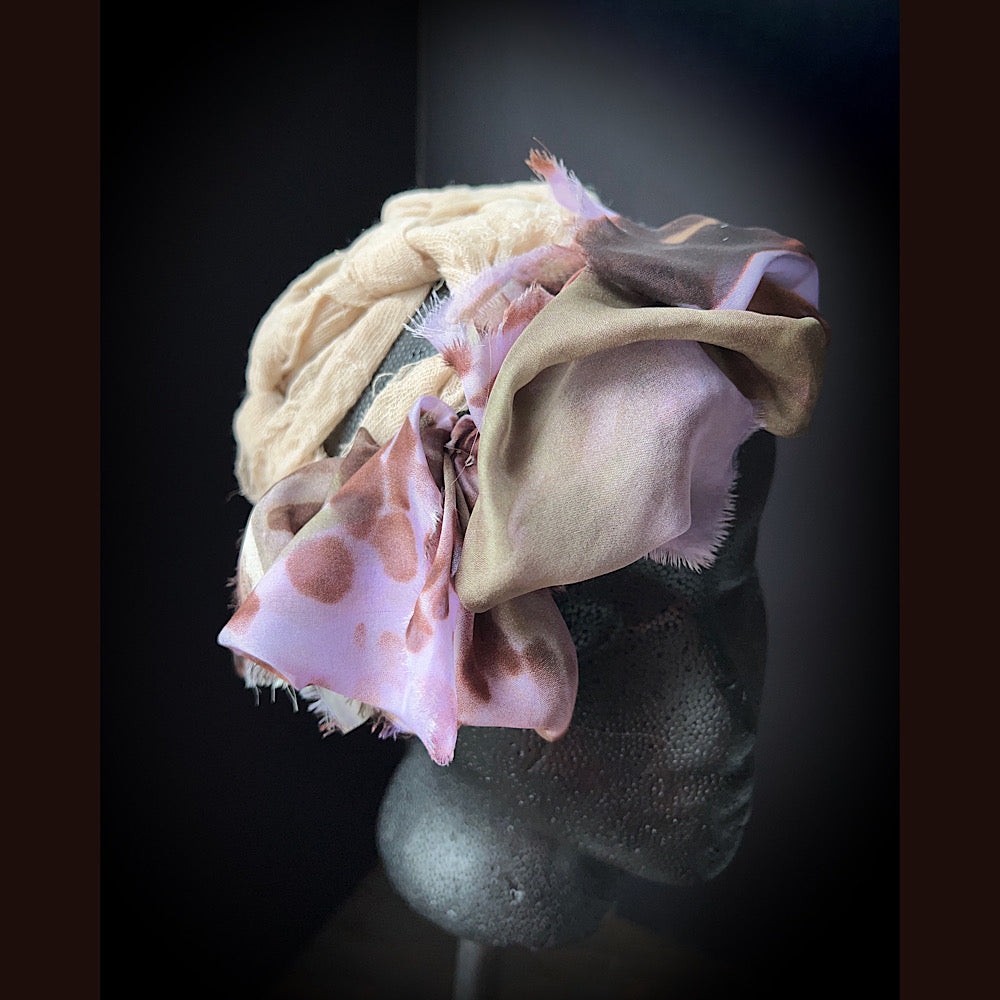 Starfish hat / Leather silk and crochet/ size medium large