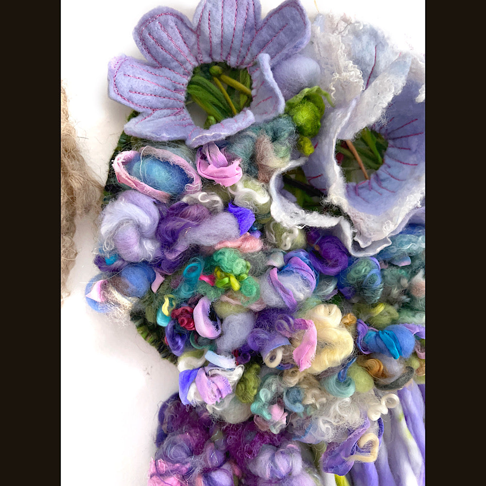 Floral woven tapestry wall decor 11” X 21”